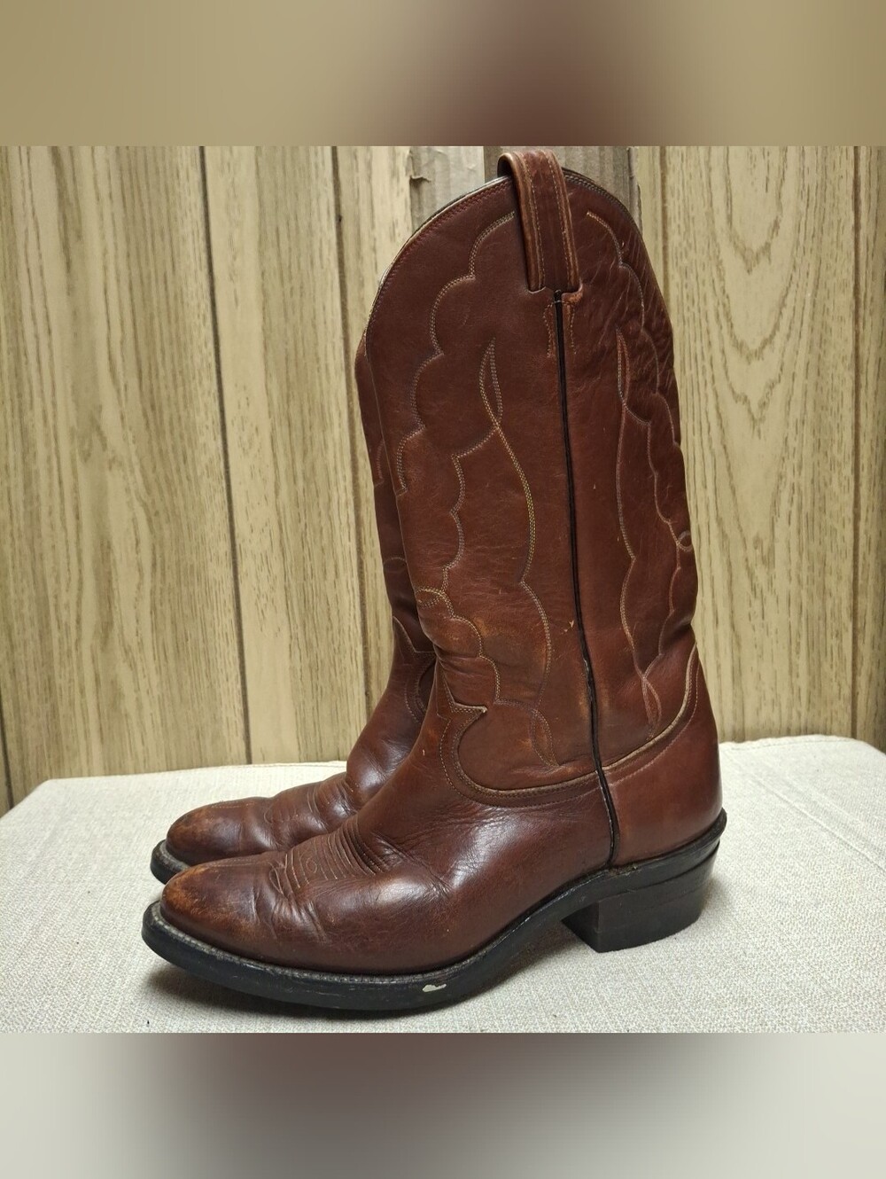 Vtg TONY LAMA Black Label Men’s Western Cowboy Boots Sz. 10.5D Style 4120 USA
